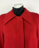 VINTAGE 60s 70s PILLARBOX RED SWING FLARED WOOL COAT 10 12 14