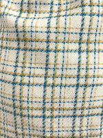 VTG 60s 70s MOD CREAM BLUE YELLOW GOLD PLAID CHECKED WOOL JACKET COAT 10