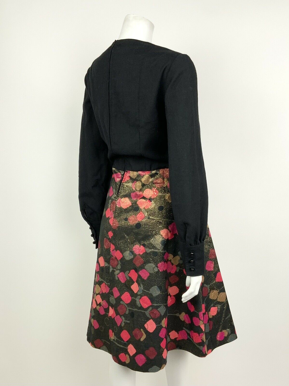 VTG 60s 70s BLACK RED PINK GREY FLORAL GOLD GLITTER LUREX DISCO PARTY DRESS 14