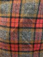 VINTAGE 60s 70s RED YELLOW BLACK CHECKED PLAIN MOD DOUBLE-BREASTED COAT 12 14