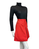 VINTAGE 60s 70s PILLARBOX RED GOLD MOD MINI A-LINE SKIRT 8