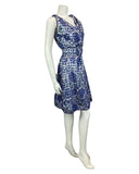 VINTAGE 60s 70s BLUE SILVER WHITE MOD MINI PARTY CHRISTMAS EVENING DRESS 10