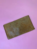 VINTAGE 60S 70S HANDMADE TAN LEATHER FLOWER CLUTCH BAG BOHO