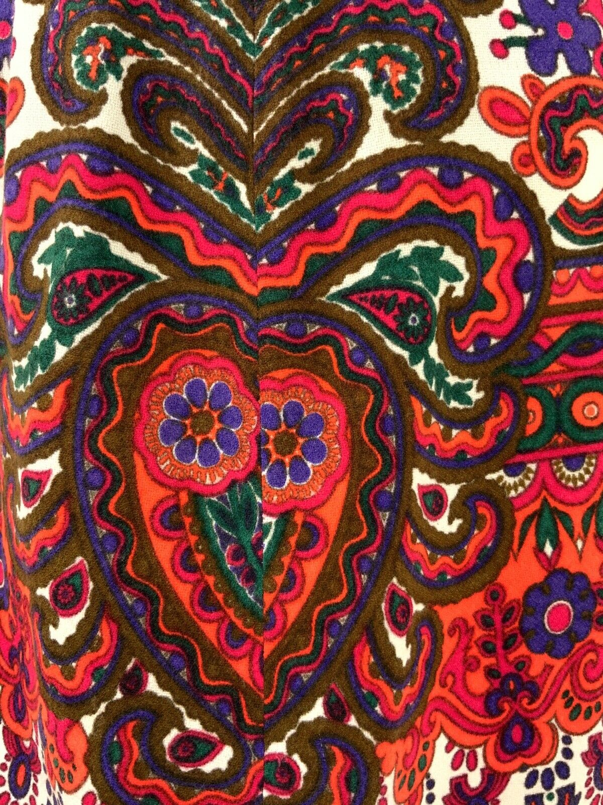 VTG 60s 70s WHITE NEON ORANGE GREEN PINK RED PSYCHEDELIC PAISLEY FLORAL SKIRT 8