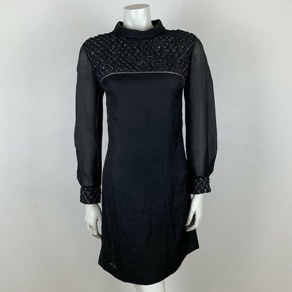 VINTAGE 60S BLACK SILVER COCKTAIL EVENING PARTY DRESS 10