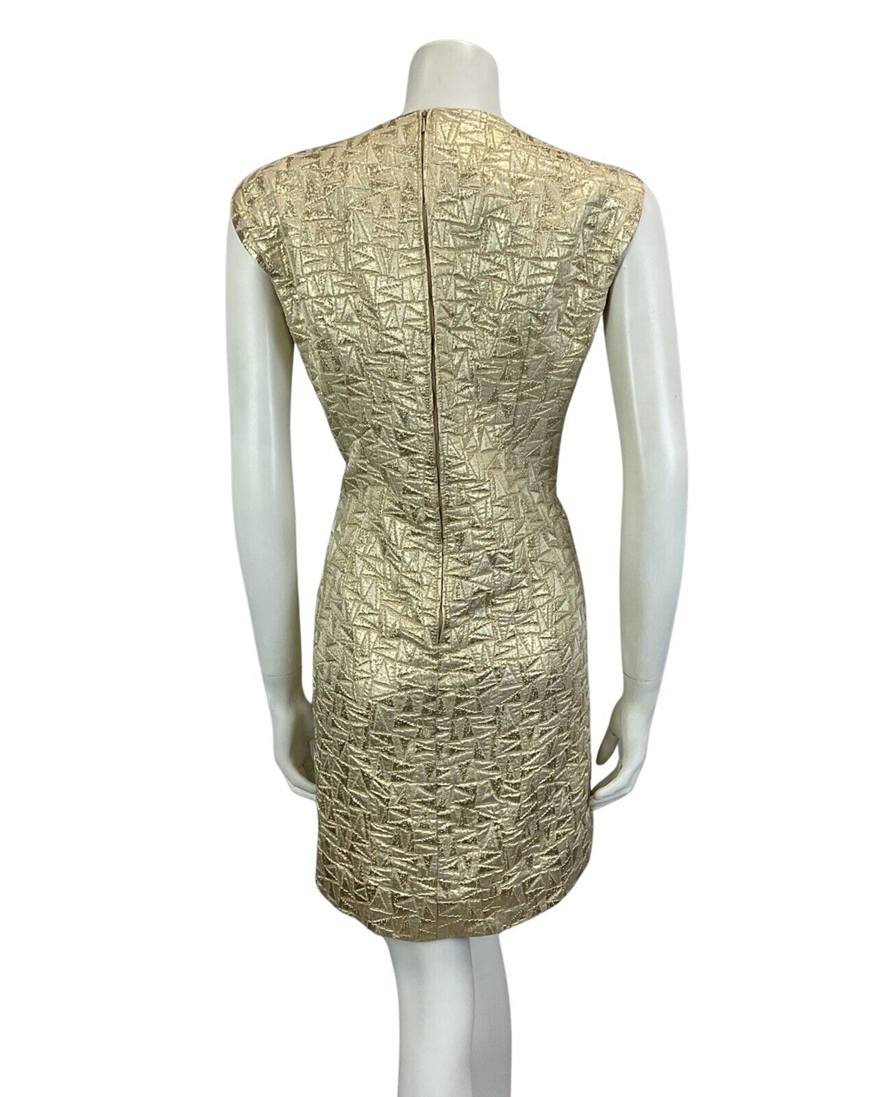 VINTAGE 60s 70s GOLD TEXTURED DISCO MOD MINI PARTY CHRISTMAS EVENING DRESS 12 14