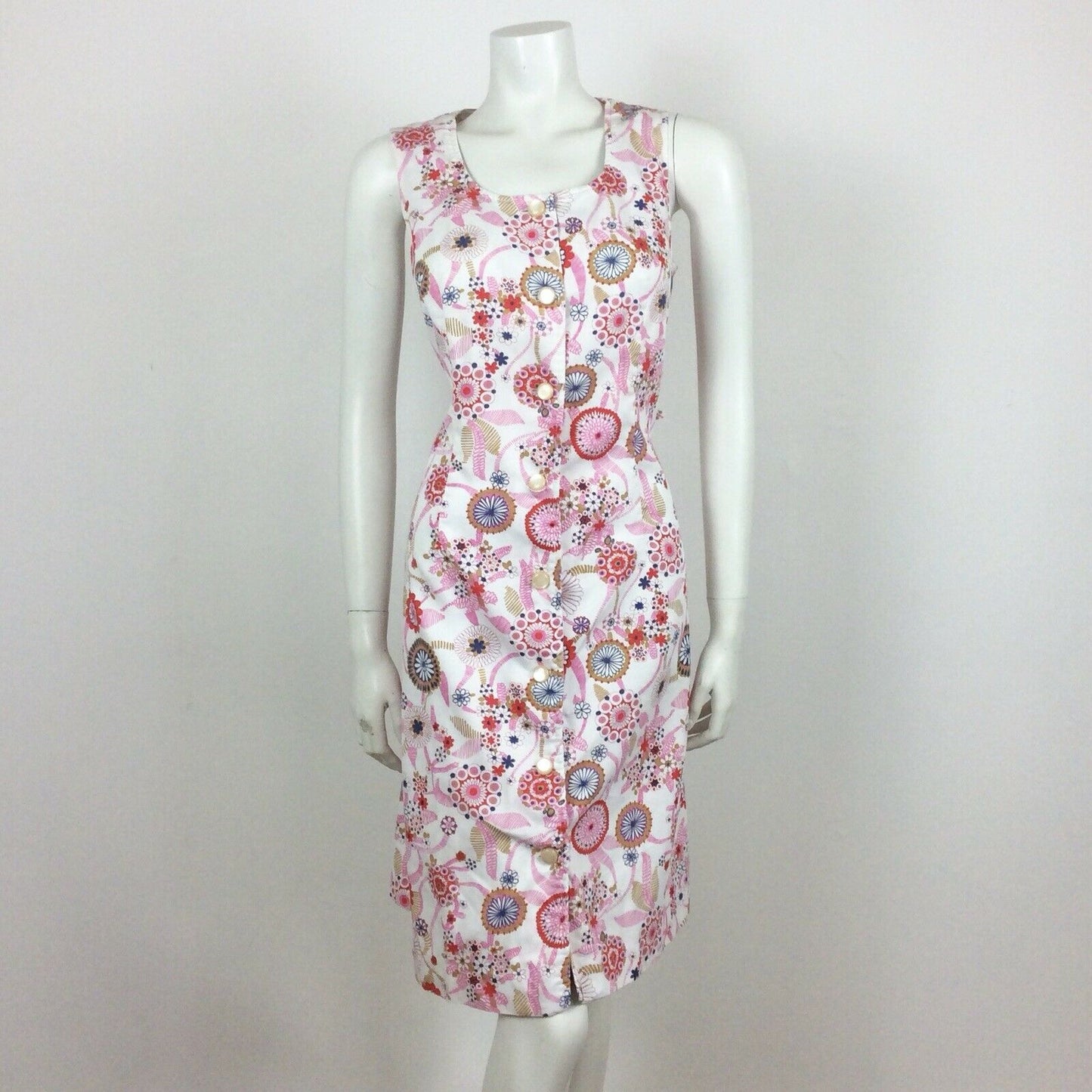 60S VINTAGE WHITE PINK PURPLE FLORAL MIDI DRESS 10