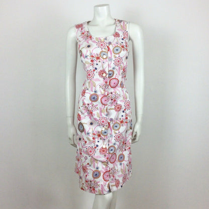 60S VINTAGE WHITE PINK PURPLE FLORAL MIDI DRESS 10