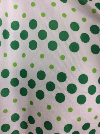 VINTAGE 60s 70s POLKA DOT SPOTTY WHITE GREEN SHIRT DRESS 8 10