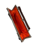 VINTAGE 60s RUSSET BROWN RED SHINY PVC LEATHER MOD MINI BAGUETTE HAND BAG