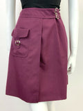 VINTAGE 60s 70s PLUM PURPLE SILVER BUCKLED MOD WRAP SKIRT 8