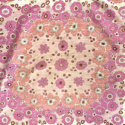 VINTAGE 60s 70s PINK, PURPLE, FLOWER POWER, FLORAL, PSYCHEDELIC PRINT SCARF