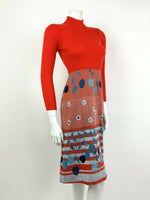 VTG 60s 70s RED BLUE FLORAL BERRY CHERRY POLKA DOT STRIPED KNIT DRESS 4 6