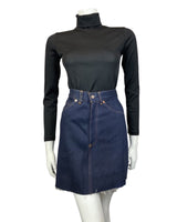 VINTAGE 70s DARK BLUE LEVIS RAW-CUT DENIM SKIRT 6