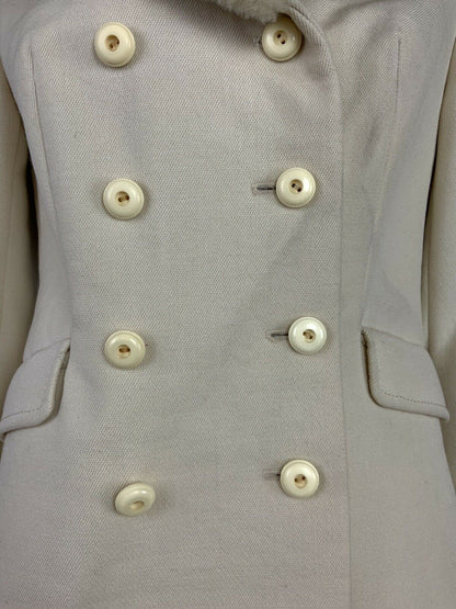 VTG 60S 70S CREAM DOUBLE BREASTED MOD PEA COAT 10 12