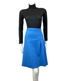 VINTAGE 60s 70s BRIGHT BLUE PLEATED MOD A-LINE SKIRT 8