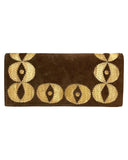 VINTAGE 60s 70s BROWN CREAM SUEDE LEATHER SNAKESKIN MOD CLUTCH BAG