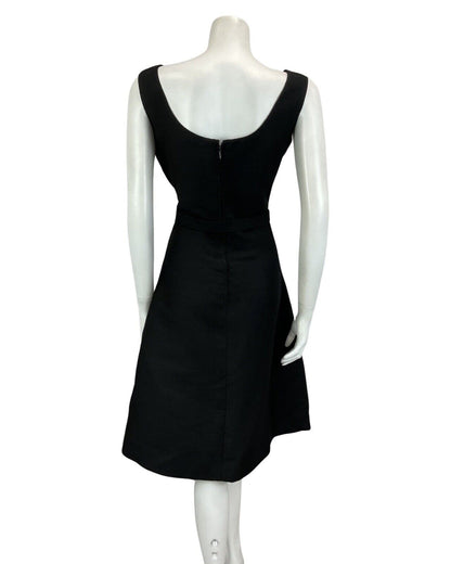 VINTAGE 60s 70s BLACK A-LINE MOD MINI PARTY CHRISTMAS EVENING DRESS 12