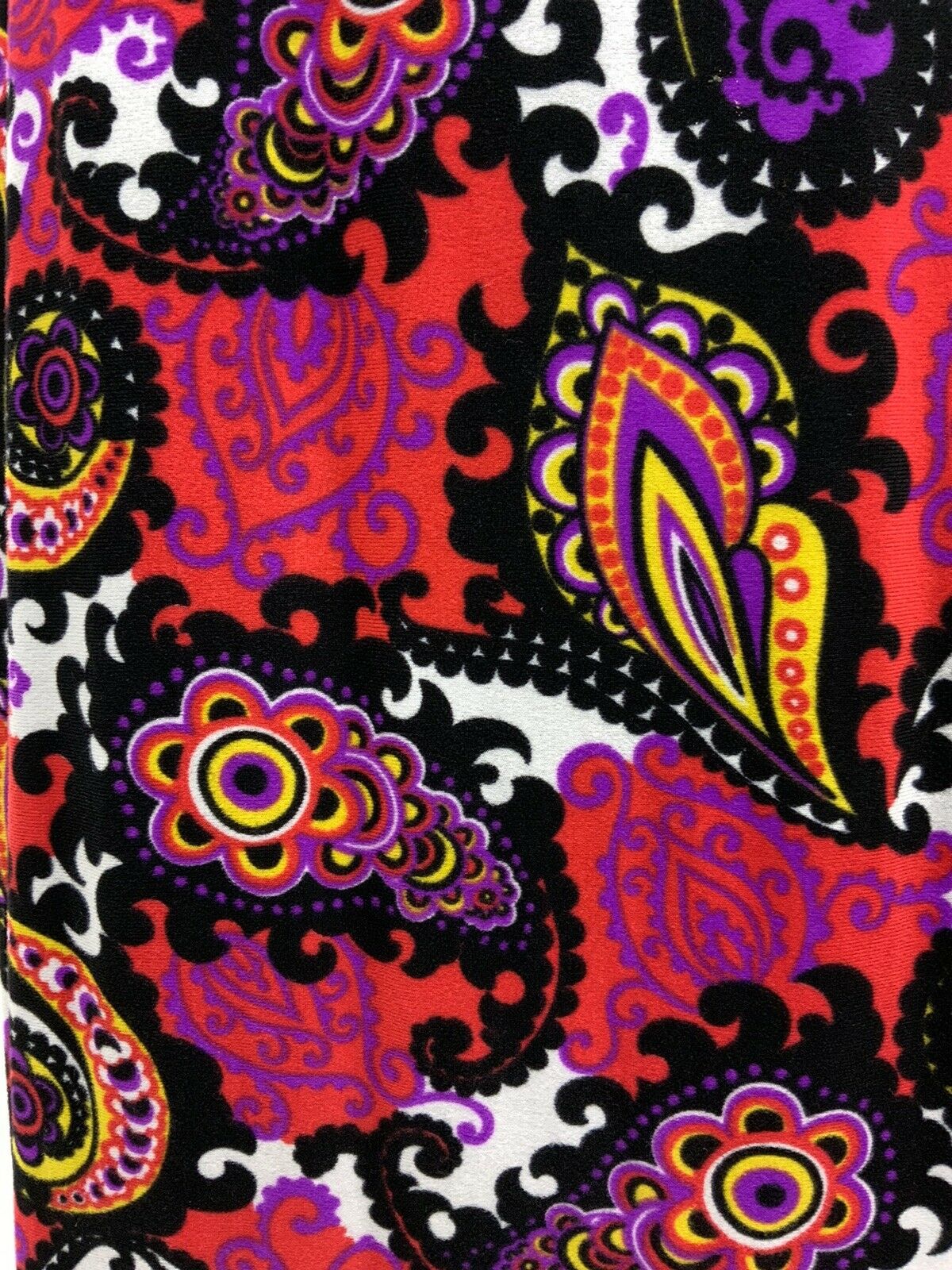 VTG 60s 70s RED BLACK PURPLE YELLOW PSYCHEDELIC FLORAL PAISLEY MAXI DRESS 16 18