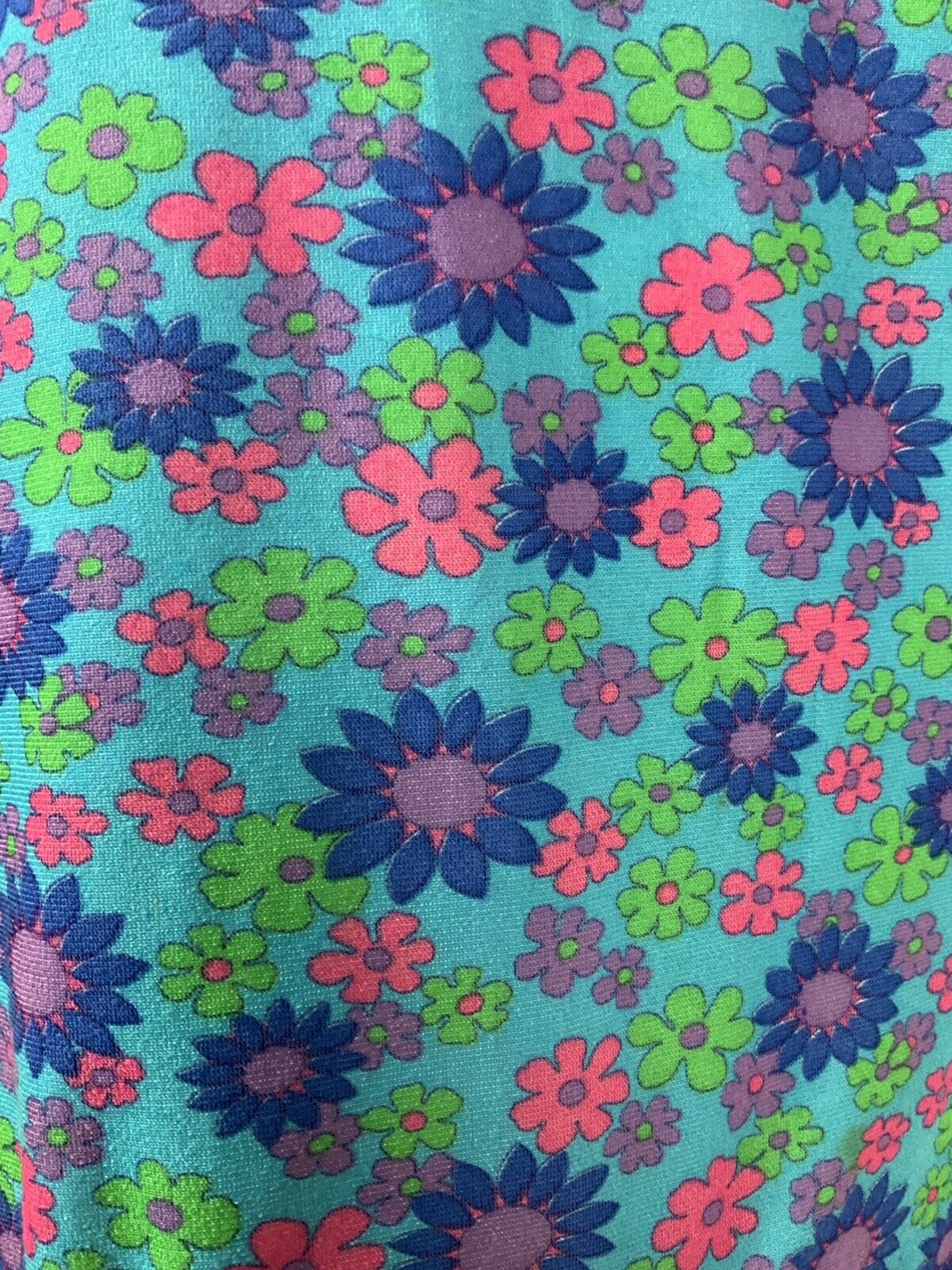 VTG 60s 70s BLUE PINK GREEN PURPLE FLORAL PSYCHEDELIC SWING TENT DRESS 10