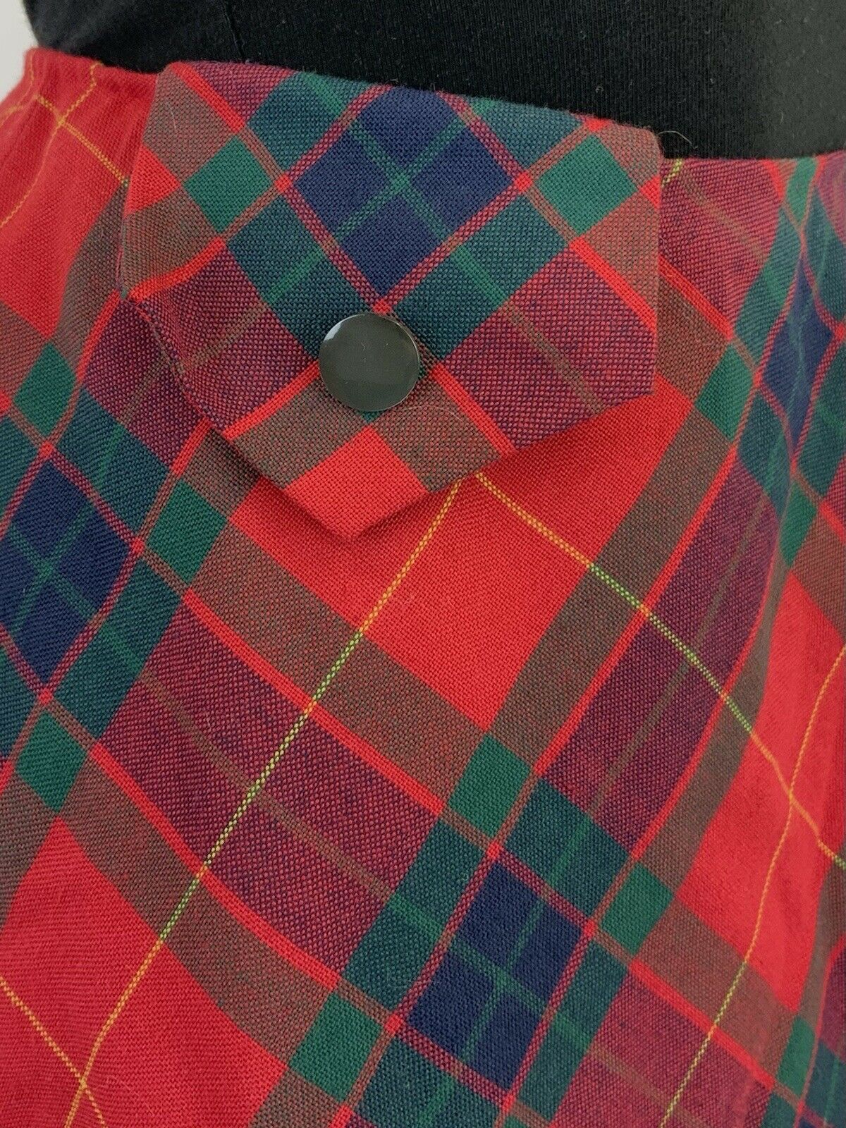 VINTAGE 60s 70s RED GREEN BLUE TARTAN CHECKED MOC CIRCLE SHORT SKIRT 8