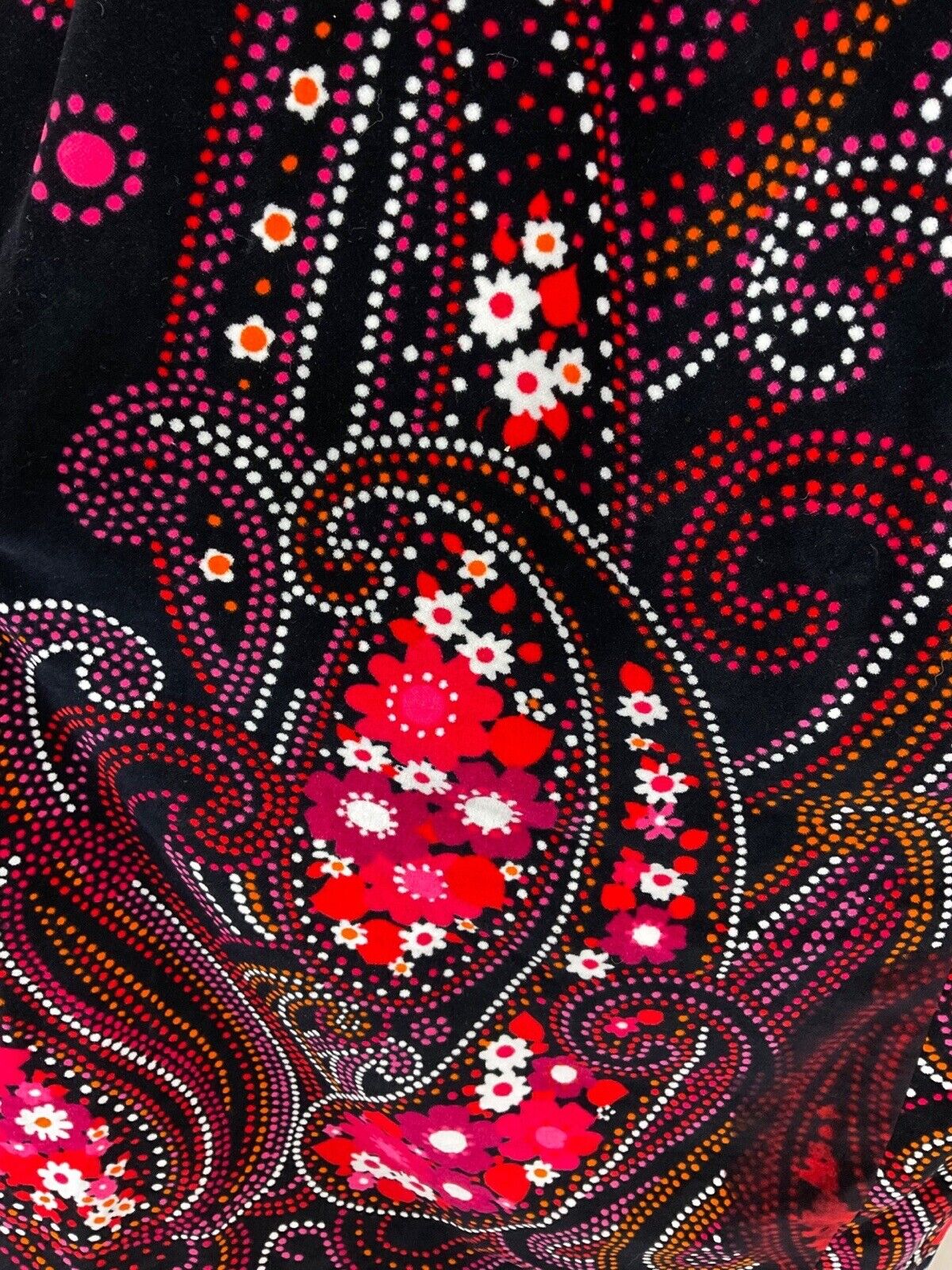 VINTAGE 60s 70s BLACK RED WHITE DOTTY DAISY PAISLEY VELVET MAXI SKIRT 4