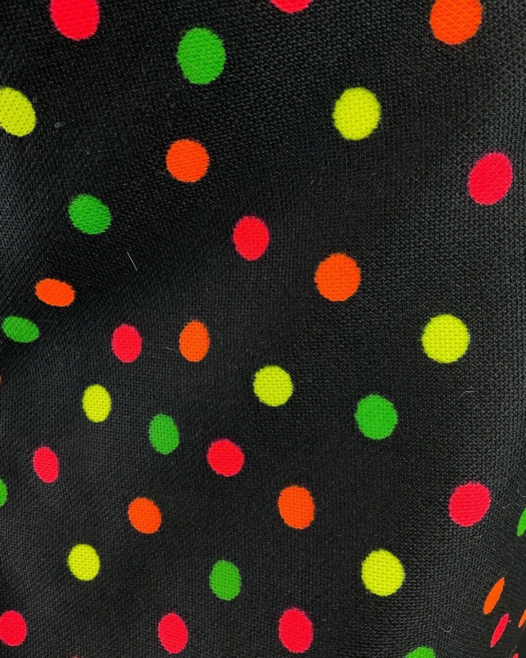 VINTAGE 60s 70s BLACK NEON GREEN ORANGE DOTTY SPOTTED MOD MIDI SKIRT 8