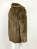 VINTAGE 60s 70s BROWN FAUX FUR STRIPED STUDIO 54 GLAM BOHO COAT 8 10 12