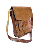 VINTAGE 60s 70s TOFFEE BROWN BOHO MOD MESSENGER SHOULDER BAG