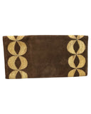 VINTAGE 60s 70s BROWN CREAM SUEDE LEATHER SNAKESKIN MOD CLUTCH BAG