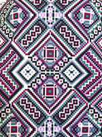 VINTAGE 60s 70s PURPLE WHITE GREEN BLACK GEOMETRIC AZTEC MOD DAGGER SHIRT 14 16