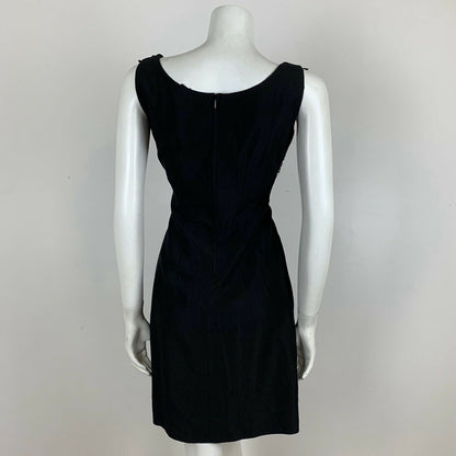 VINTAGE 60S BLACK BLUE IRIDESCENT SEQUIN COCKTAIL DRESS 8 10