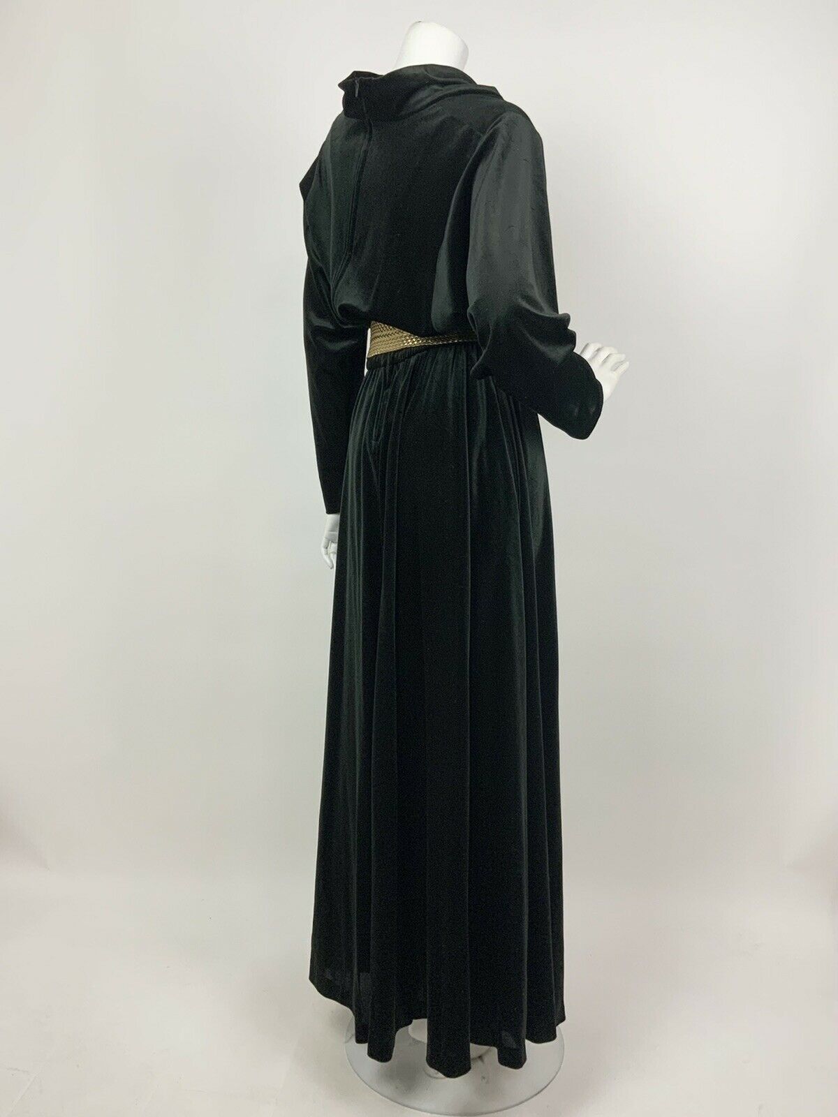 VTG 60s 70s BLACK VELVET COWL NECK BATWING STUDIO 54 PARTY DISCO JUMPSUIT 8 10