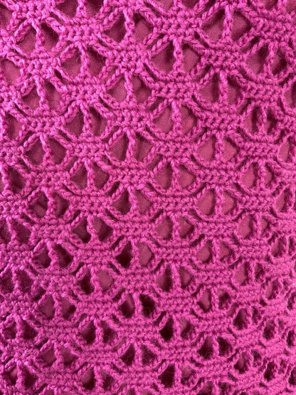 VINTAGE 60s 70s PINK PURPLE CROCHETED HIPPY DROP WAIST DRESS 8