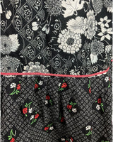 VTG 60s 70s BLACK WHITE RED DITSY FLORAL HANDKERCHIEF SLEEVE BOHO FOLK DRESS 6