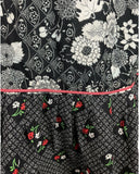 VTG 60s 70s BLACK WHITE RED DITSY FLORAL HANDKERCHIEF SLEEVE BOHO FOLK DRESS 6