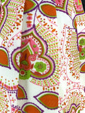 VTG 60s 70s WHITE NEON PINK PURPLE RED GREEN PSYCHEDELIC FLORAL PLEATED SKIRT 10