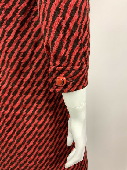 VINTAGE 60s 70s RED BLACK GOLD ZIG-ZAG LIGHTNING BOLT MOD SWING COAT 8