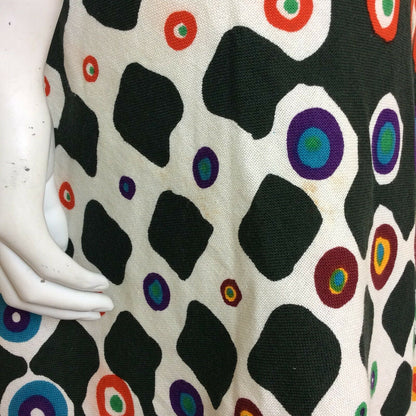 VINTAGE 60S LANVIN BUTTON FRONT OP ART ABSTRACT PRINT DRESS 6 8