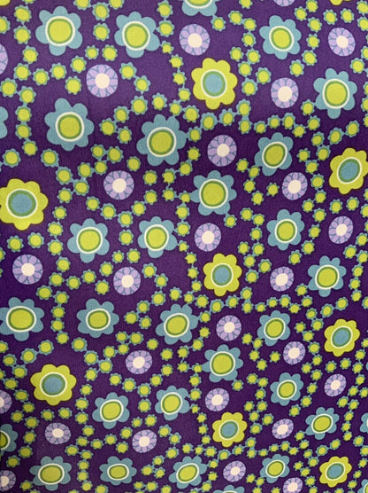 VTG 60s 70s PURPLE DAISY LIME GREEN BLUE PSYCHEDELIC FLORAL MAXI DRESS 8 10