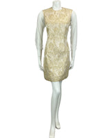 VINTAGE 60s 70s GOLD WHITE MESH MOD MINI PARTY CHRISTMAS EVENING DRESS 10