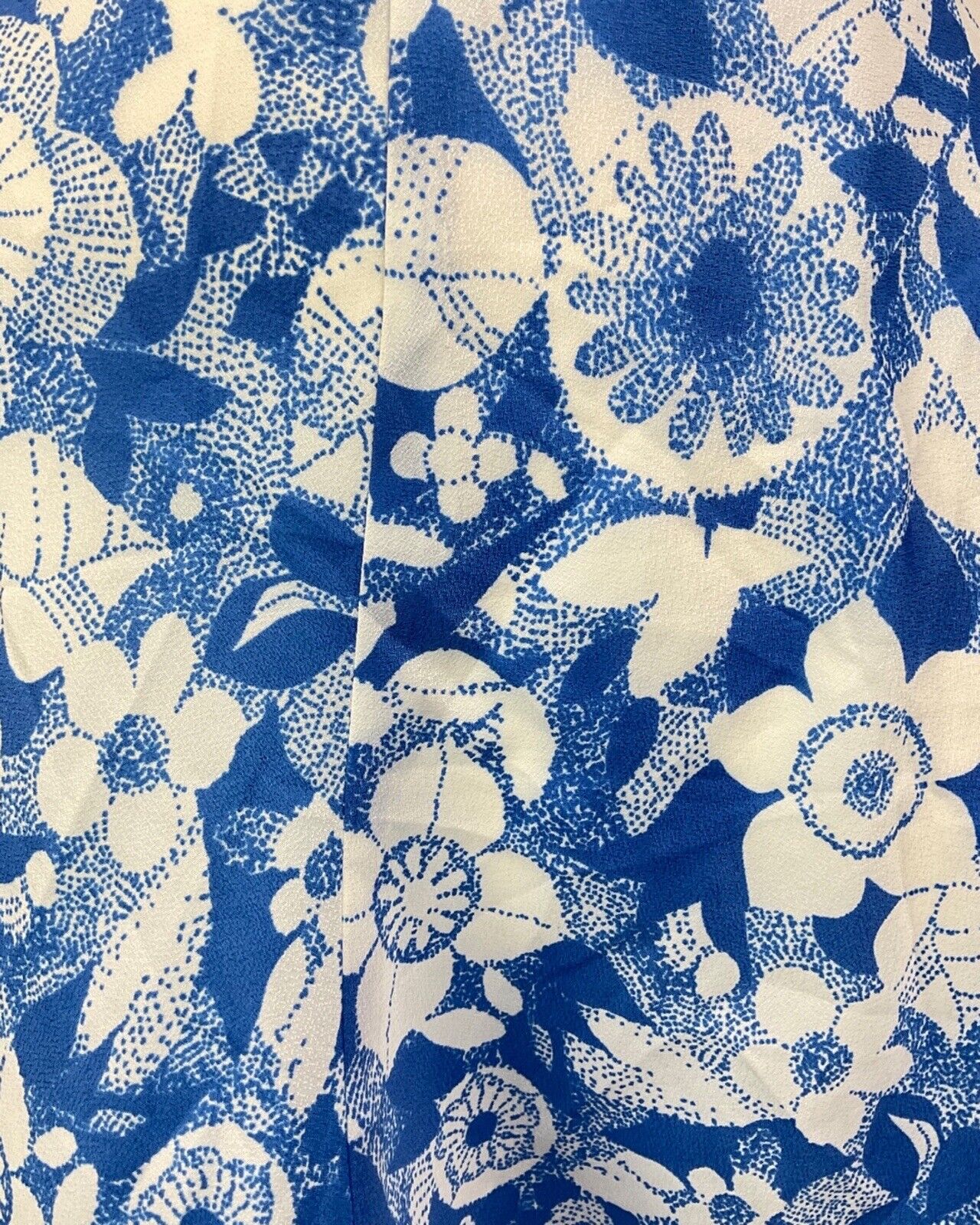 VINTAGE 60s 70s BLUE WHITE FLORAL PUFF SLEEVE SWING DRESS 8