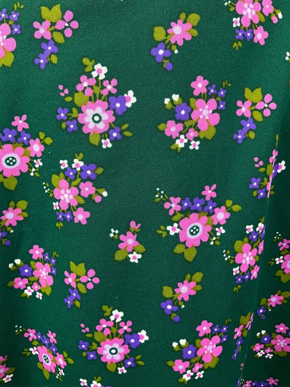 VINTAGE 60s 70s GREEN PINK PURPLE FLORAL DAISY MOD WRAP SHORT SWING SKIRT 6 8