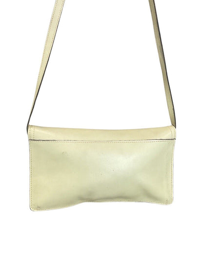 VINTAGE 60s 70s CREAM WHITE GOLD MOD LEATHER SHOULDER BAG