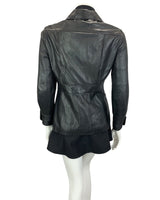 VINTAGE 60s 70s BETTY BARCLAY BLACK LEATHER DAGGAR COLLAR LEATHER MOD JACKET 8