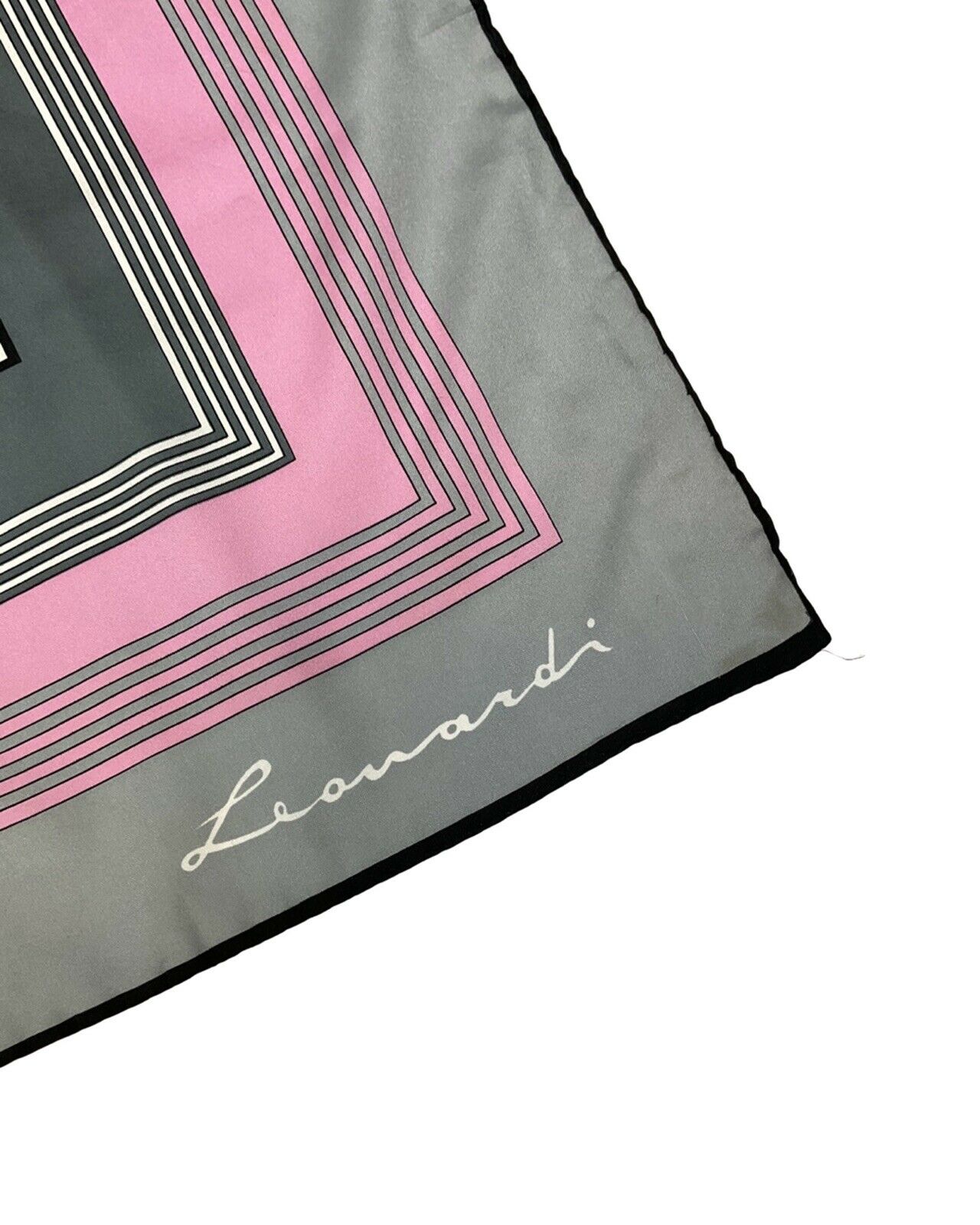 VTG 60s 70s GREY BLACK PINK GEOMETRIC SQUARE LEONARD PARIS SIGNATURE SCARF