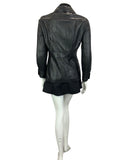 VINTAGE 60s 70s BETTY BARCLAY BLACK LEATHER DAGGAR COLLAR LEATHER MOD JACKET 8