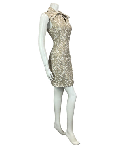 VINTAGE 60s 70s BLUE SILVER MOD MINI PARTY CHRISTMAS EVENING DRESS 12