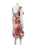 VINTAGE 60s 70s RED WHITE YELLOW PATCHWORK FLORAL PRAIRIE FOLK SUMMER DRESS 4
