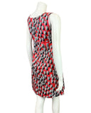 VINTAGE 60s 70s RED WHITE BLACK GEOMETRIC STRIPED MOD SLEEVELESS MOD DRESS 6 8